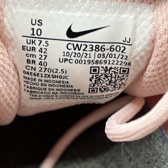 Nike Crater Impact Running Shoes Women Size 10 Peach Pink White Comfort Sneakers - Picture 8 of 9